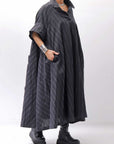 【RUNDHOLZ】OVERSIZED LINEN COTTON STRIPE DRESS _BLACK STRIPE