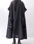 【RUNDHOLZ】OVERSIZED LINEN COTTON STRIPE DRESS _BLACK STRIPE