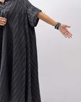 【RUNDHOLZ】OVERSIZED LINEN COTTON STRIPE DRESS _BLACK STRIPE