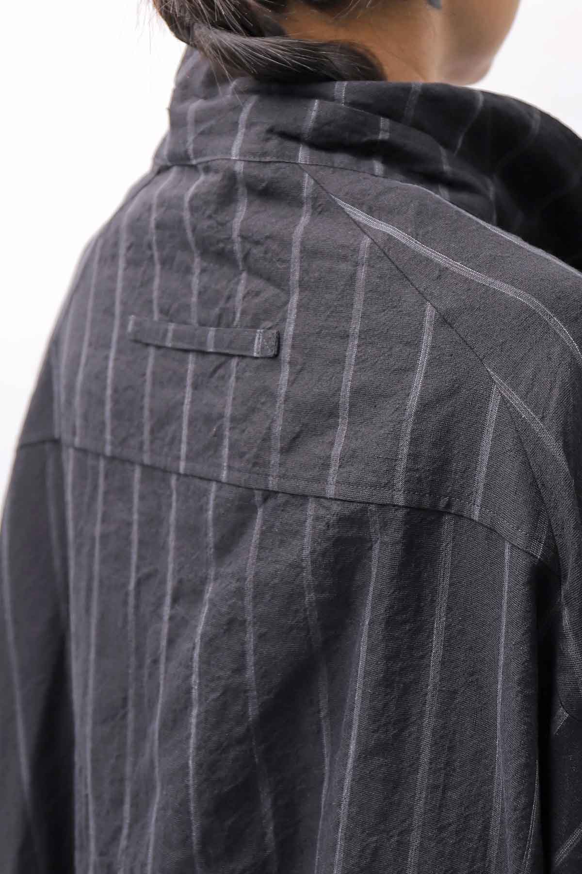 【RUNDHOLZ】OVERSIZED LINEN COTTON STRIPE DRESS _BLACK STRIPE