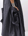 【RUNDHOLZ】OVERSIZED LINEN COTTON STRIPE DRESS _BLACK STRIPE