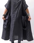 【RUNDHOLZ】OVERSIZED LINEN COTTON STRIPE DRESS _BLACK STRIPE