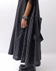 【RUNDHOLZ】OVERSIZED LINEN COTTON STRIPE DRESS _BLACK STRIPE