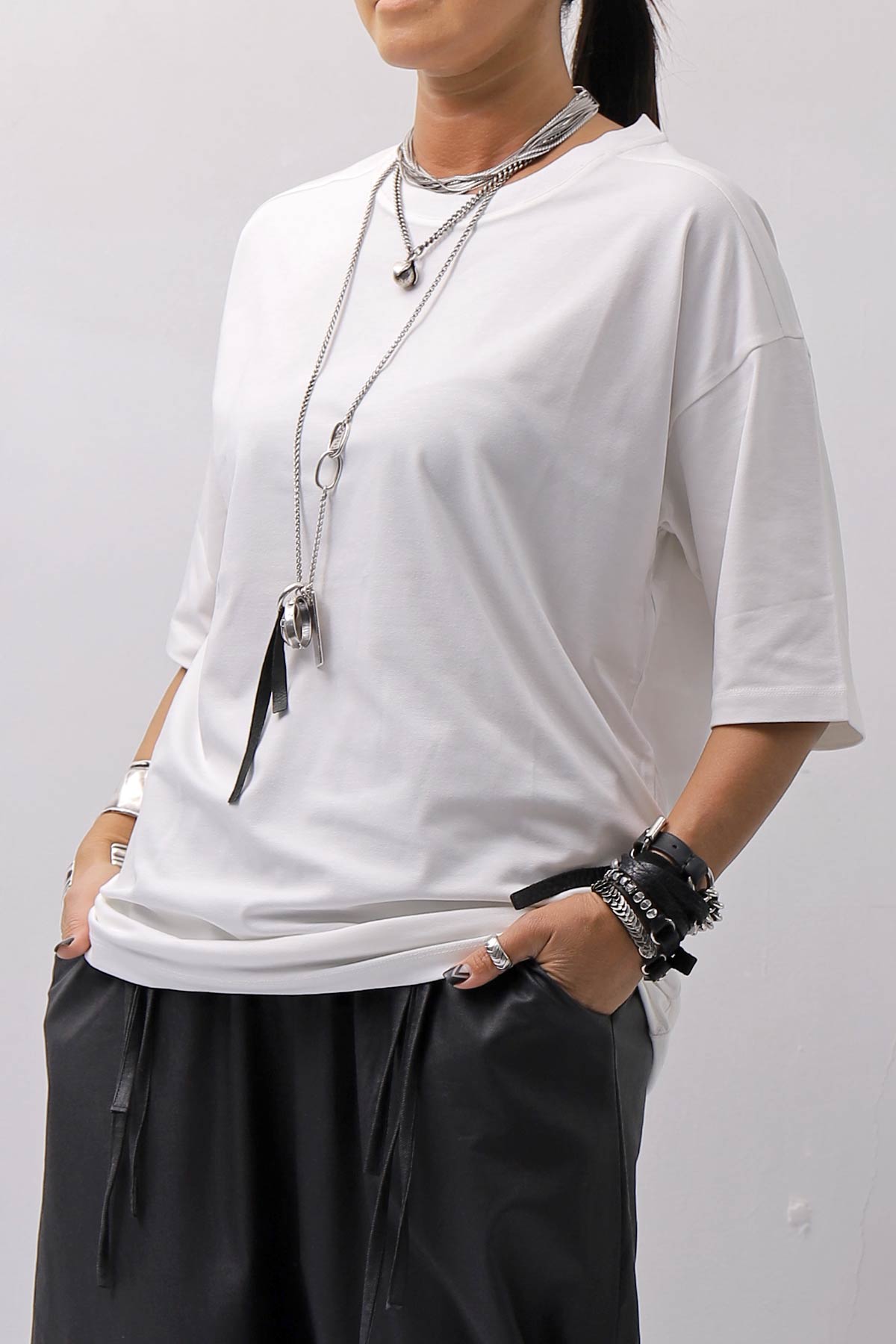 【thom/krom】 UNISEX COTTON MODAL RELAX FIT TEE _OFF WHITE