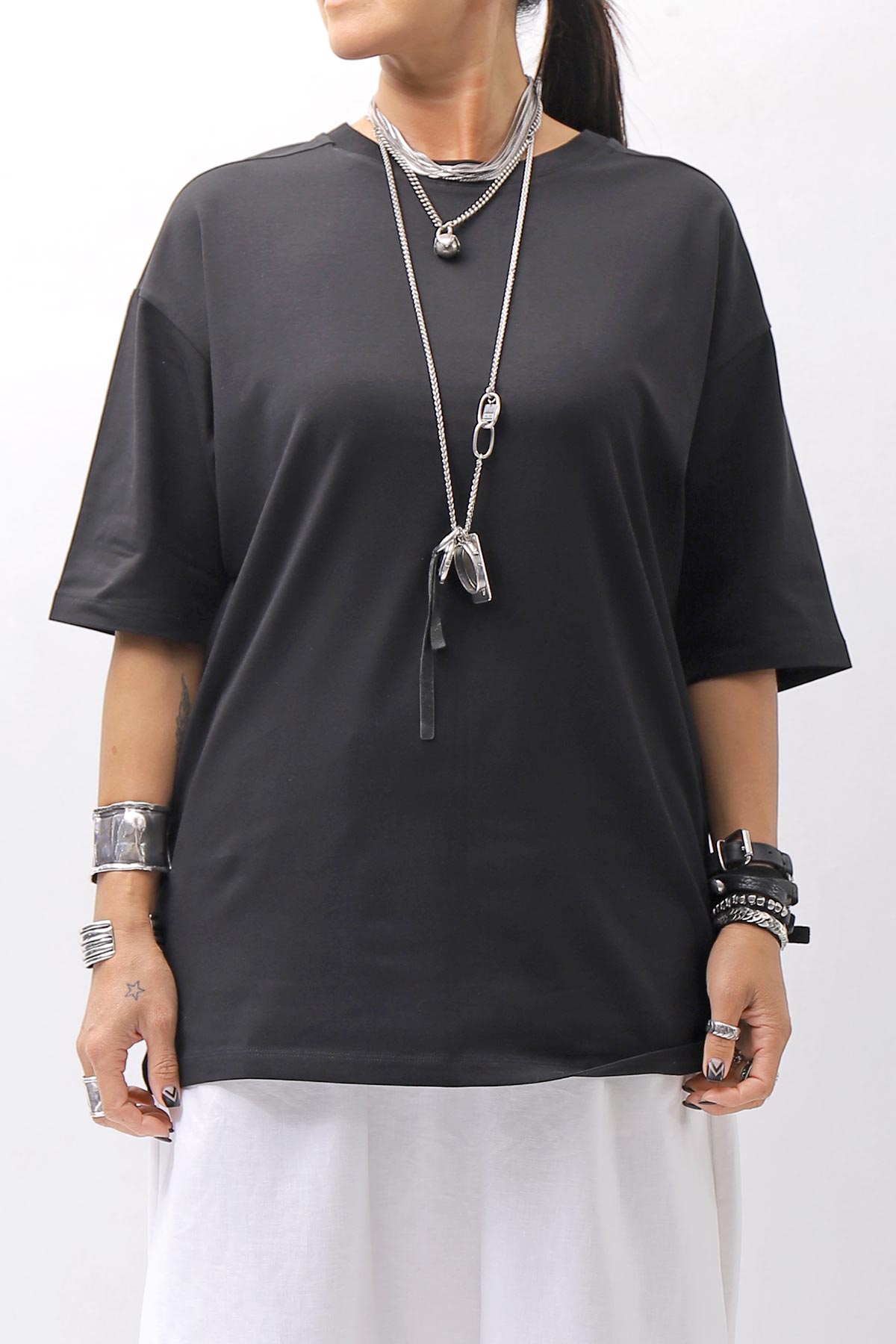 【thom/krom】 UNISEX COTTON MODAL RELAX FIT TEE _BLACK