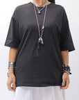 【thom/krom】 UNISEX COTTON MODAL RELAX FIT TEE _BLACK