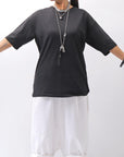 【thom/krom】 UNISEX COTTON MODAL RELAX FIT TEE _BLACK