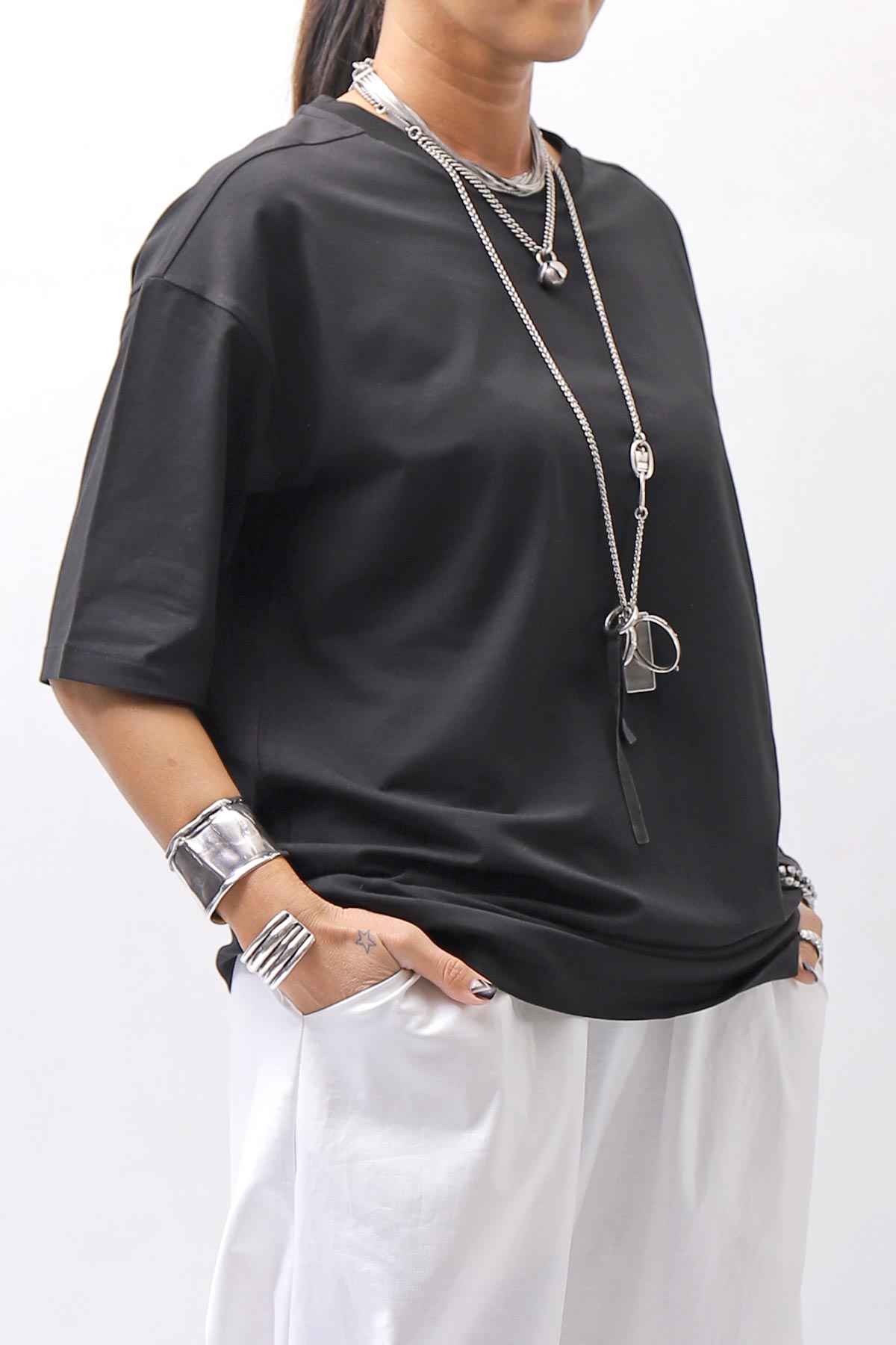【thom/krom】 UNISEX COTTON MODAL RELAX FIT TEE _BLACK