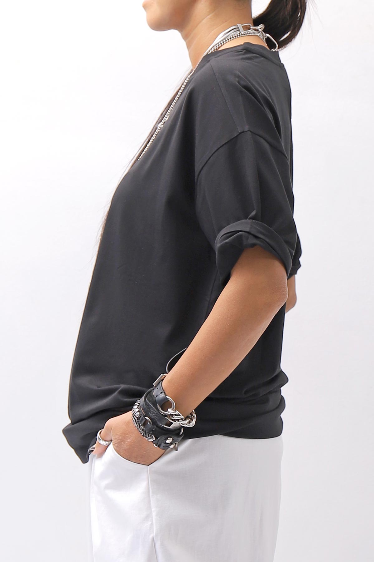 【thom/krom】 UNISEX COTTON MODAL RELAX FIT TEE _BLACK