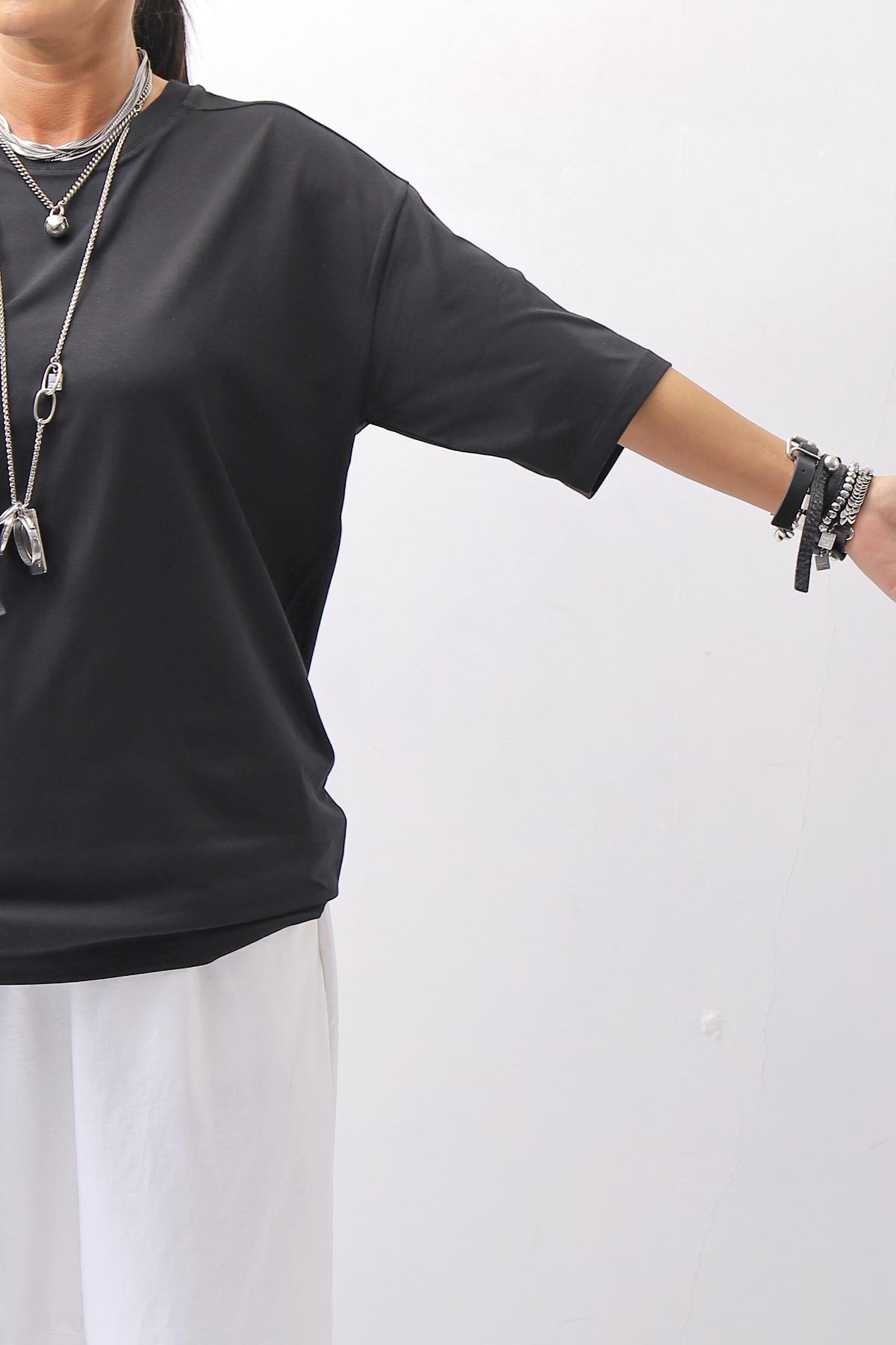 【thom/krom】 UNISEX COTTON MODAL RELAX FIT TEE _BLACK