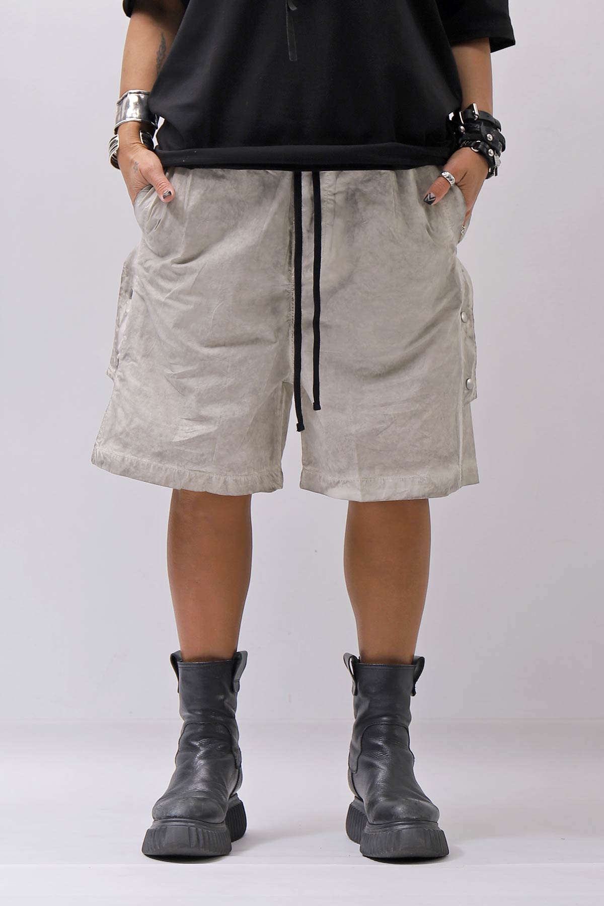 【thom/krom】 UNISEX STRETCH COTTON HALF PANTS MP33_VEGETAL STONE