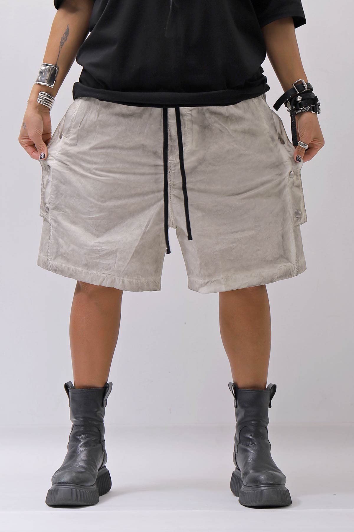 【thom/krom】 UNISEX STRETCH COTTON HALF PANTS MP33_VEGETAL STONE
