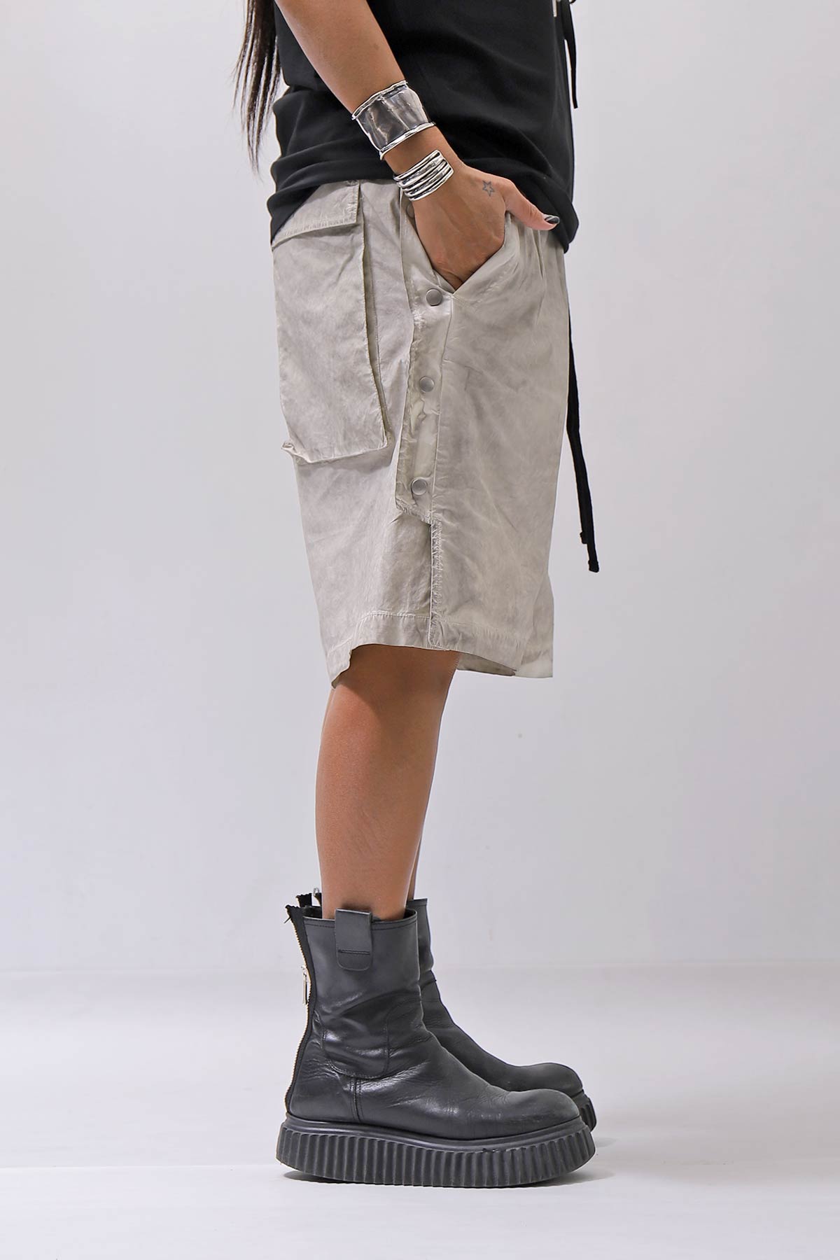 【thom/krom】 UNISEX STRETCH COTTON HALF PANTS MP33_VEGETAL STONE