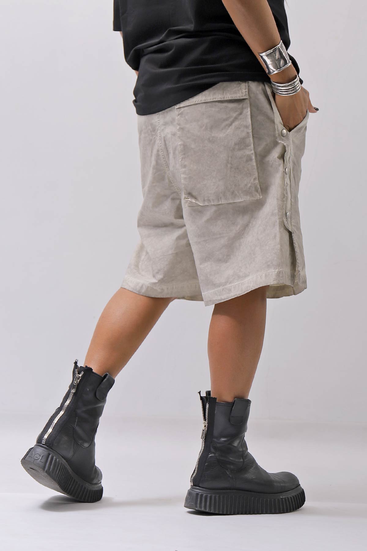 【thom/krom】 UNISEX STRETCH COTTON HALF PANTS MP33_VEGETAL STONE