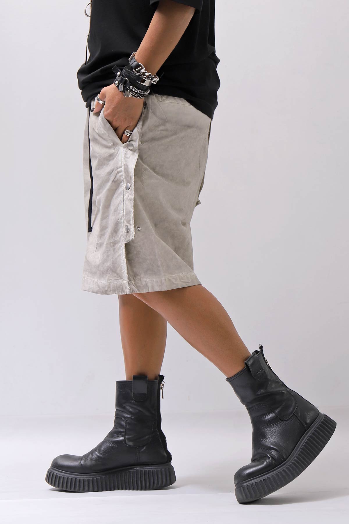 【thom/krom】 UNISEX STRETCH COTTON HALF PANTS MP33_VEGETAL STONE