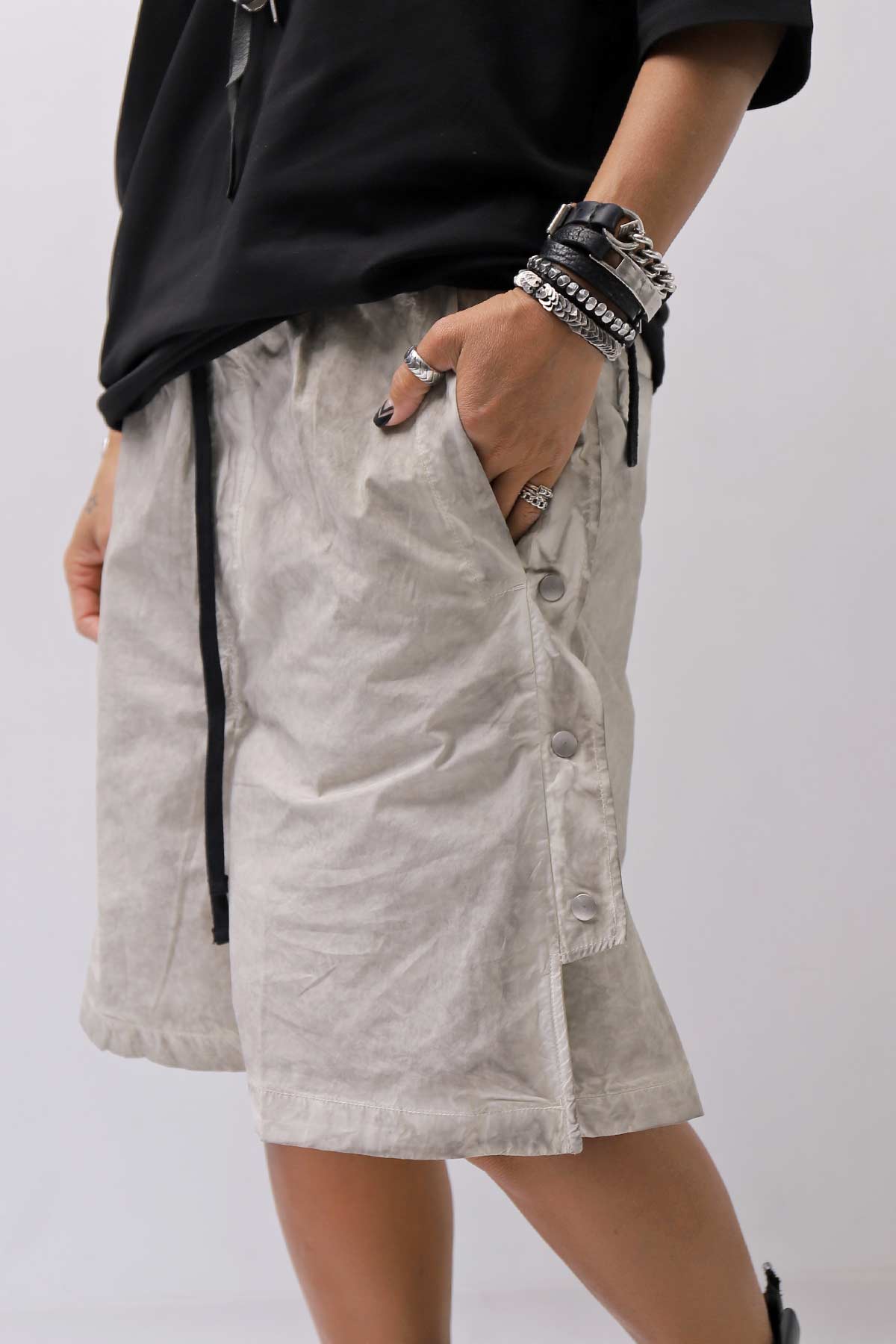【thom/krom】 UNISEX STRETCH COTTON HALF PANTS MP33_VEGETAL STONE