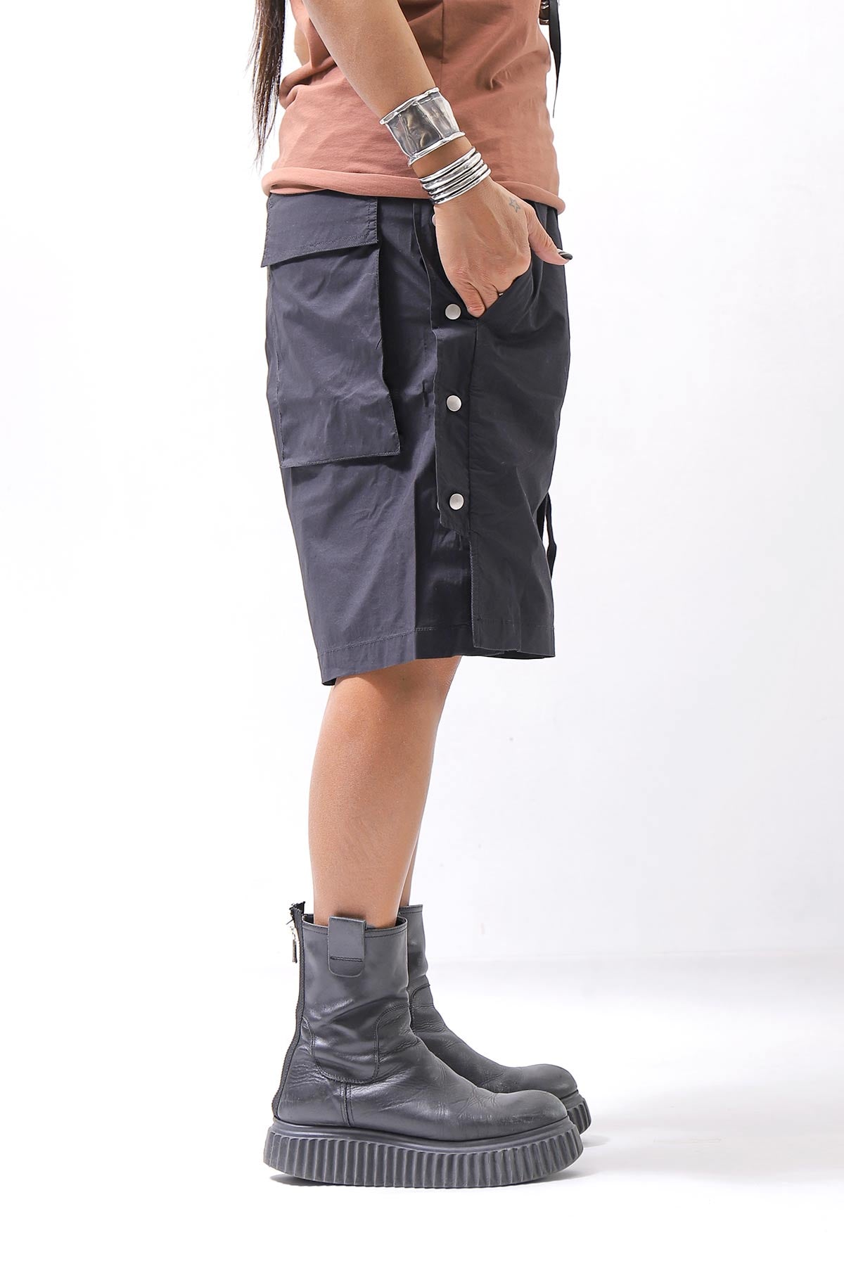 【thom/krom】 UNISEX STRETCH COTTON HALF PANTS MP33_BLACK