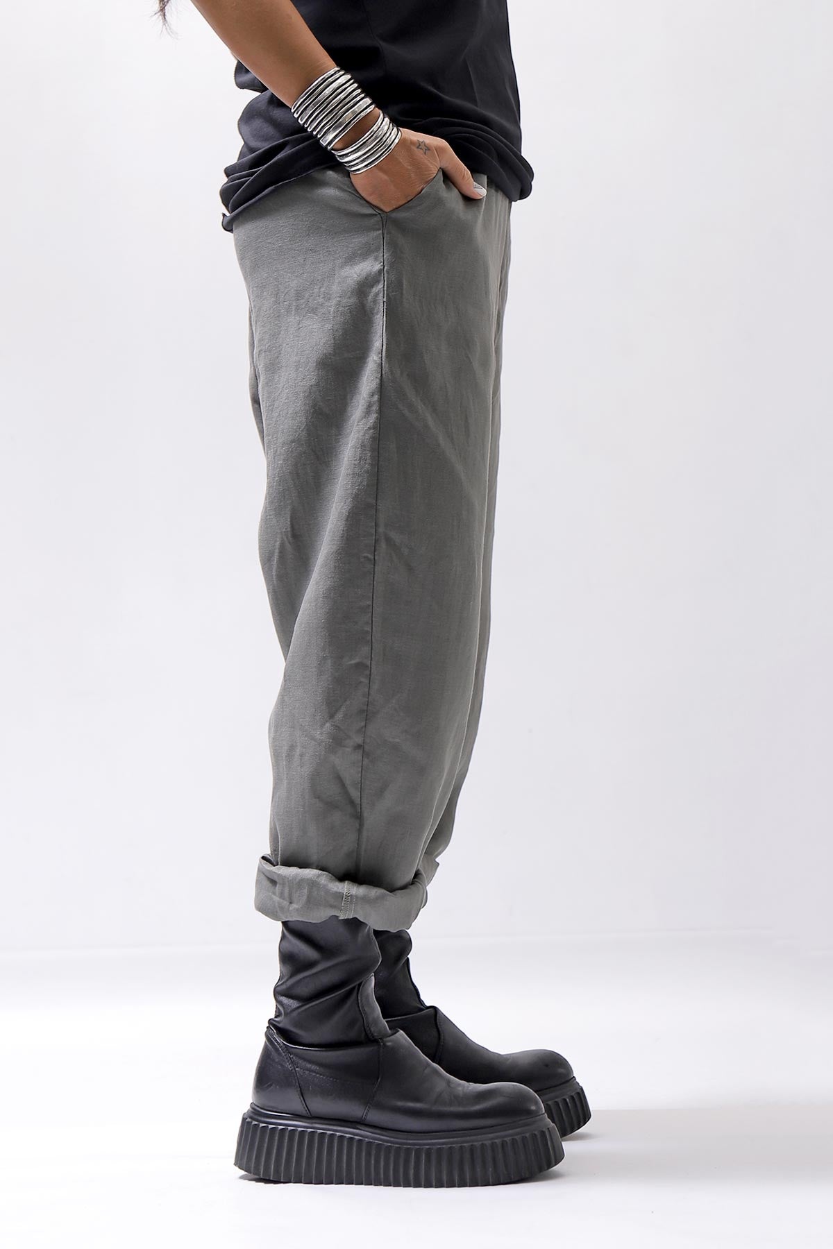 【studio b3】 UNISEX RELAX&amp;STYLISH LINEN PANTS BZB1701_SMOKE GREEN