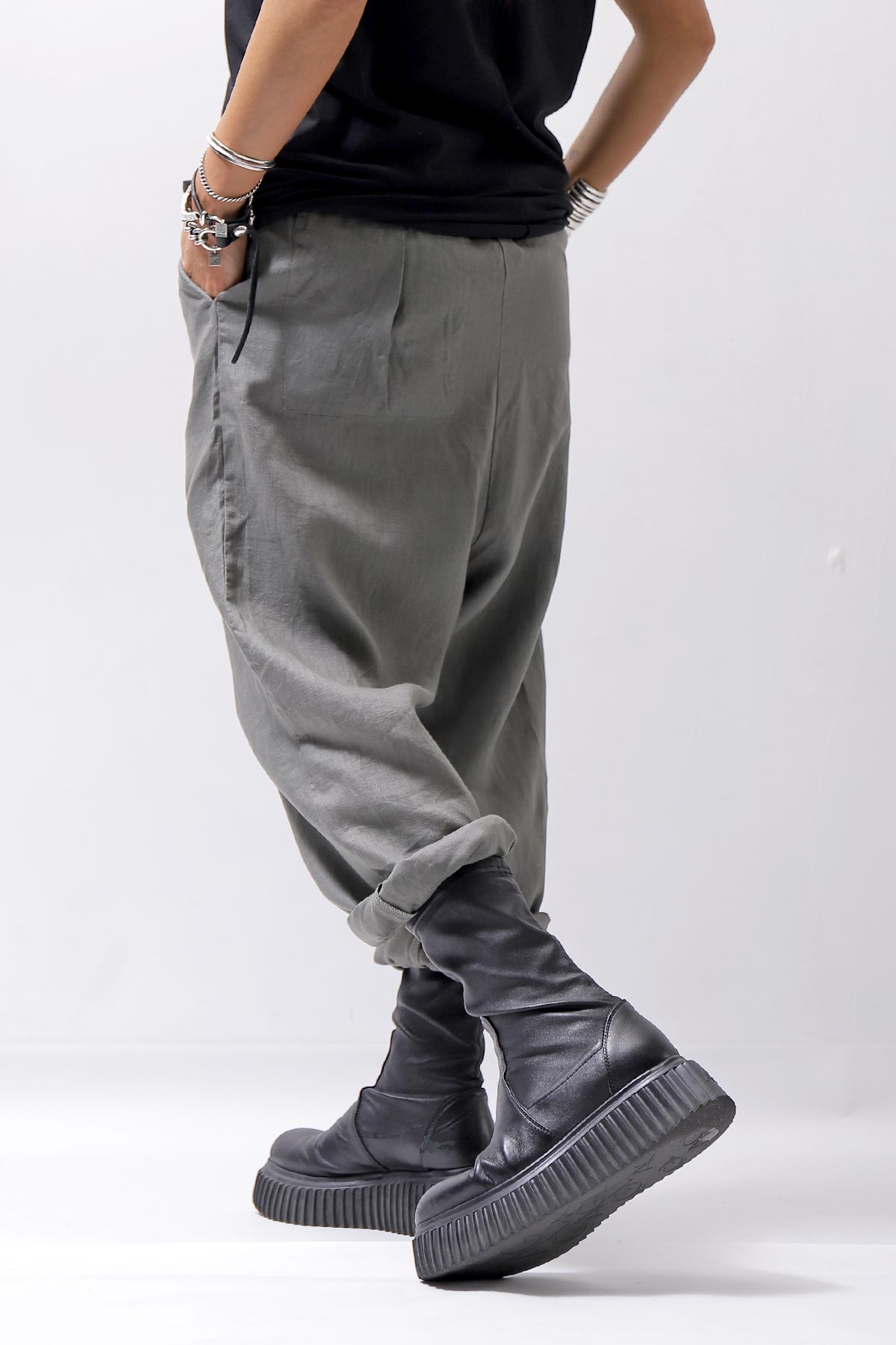 【studio b3】 UNISEX RELAX&amp;STYLISH LINEN PANTS BZB1701_SMOKE GREEN