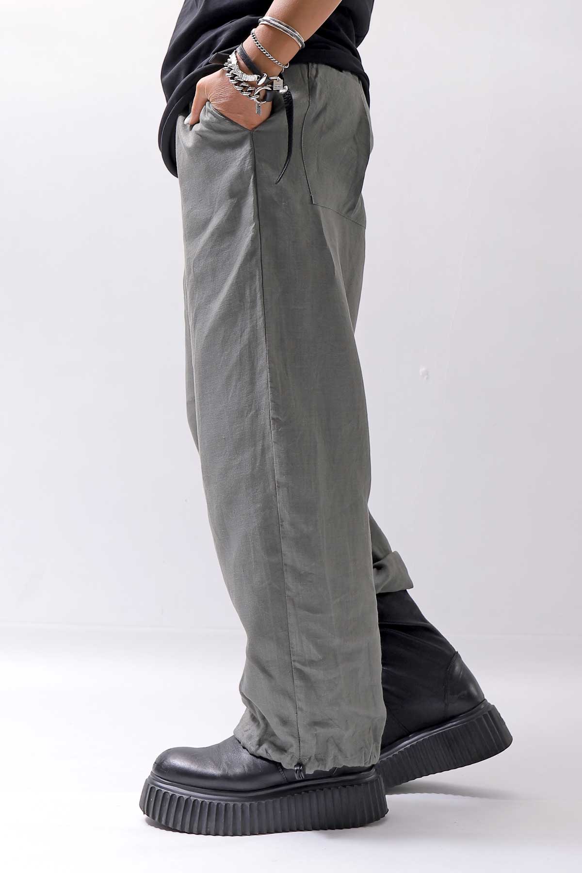 【studio b3】 UNISEX RELAX&amp;STYLISH LINEN PANTS BZB1701_SMOKE GREEN