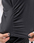 【thom/krom】 FRONT CROSS MODAL & SILK STRETCH TOP WTS606_BLACK