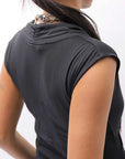 【thom/krom】 FRONT CROSS MODAL & SILK STRETCH TOP WTS606_BLACK