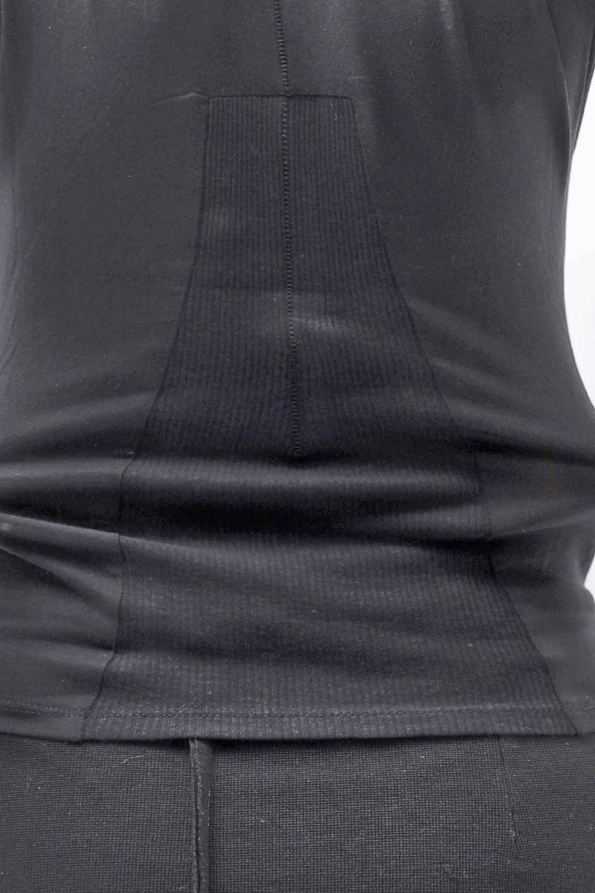 【thom/krom】 FRONT CROSS MODAL &amp; SILK STRETCH TOP WTS606_BLACK
