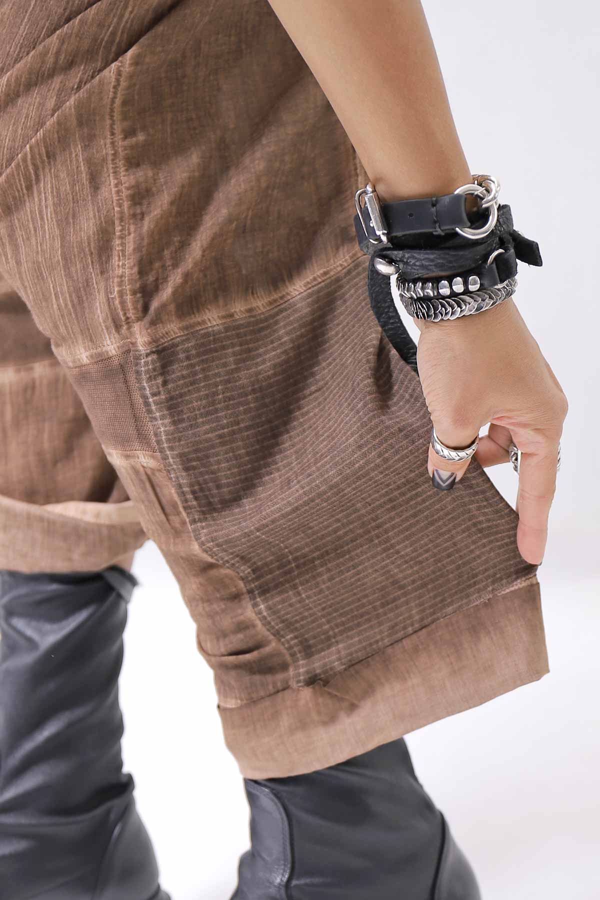 【studio b3】 UNISEX MIX MATERIAL PATCHED SARROUEL PANTS NB2106_COPPER OLD DYE