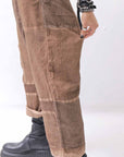 【studio b3】 UNISEX MIX MATERIAL PATCHED SARROUEL PANTS NB2106_COPPER OLD DYE