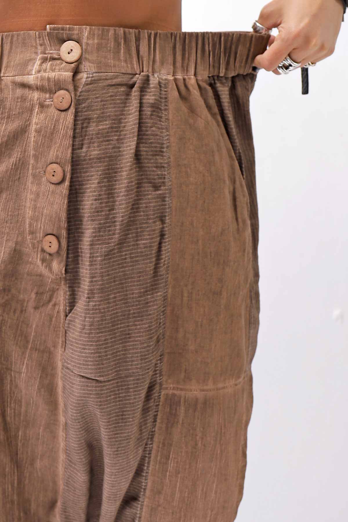 【studio b3】 UNISEX MIX MATERIAL PATCHED SARROUEL PANTS NB2106_COPPER OLD DYE