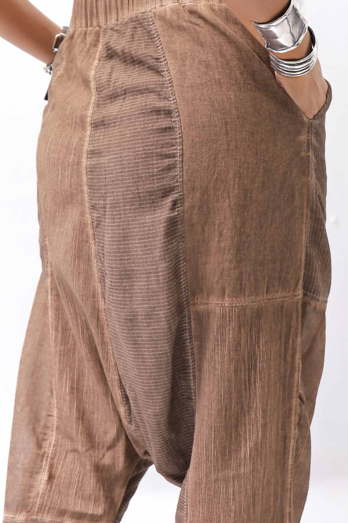 【studio b3】 UNISEX MIX MATERIAL PATCHED SARROUEL PANTS NB2106_COPPER OLD DYE