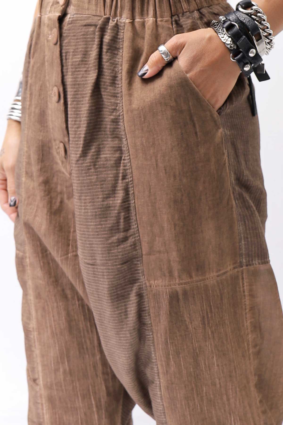 【studio b3】 UNISEX MIX MATERIAL PATCHED SARROUEL PANTS NB2106_COPPER OLD DYE