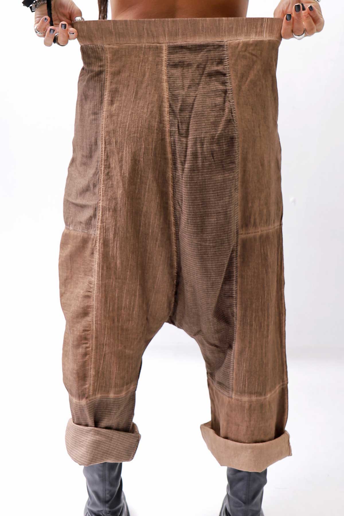 【studio b3】 UNISEX MIX MATERIAL PATCHED SARROUEL PANTS NB2106_COPPER OLD DYE