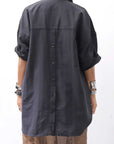 【studio b3】 OVERSIZED BACK BUTTON SHIRT TOP NB2070_BLACK