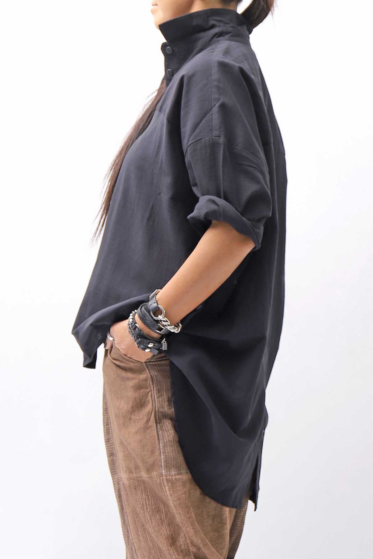【studio b3】 OVERSIZED BACK BUTTON SHIRT TOP NB2070_BLACK