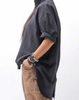 【studio b3】 OVERSIZED BACK BUTTON SHIRT TOP NB2070_BLACK