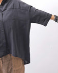 【studio b3】 OVERSIZED BACK BUTTON SHIRT TOP NB2070_BLACK