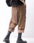 【studio b3】 UNISEX MIX MATERIAL PATCHED SARROUEL PANTS NB2106_COPPER OLD DYE