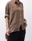 【studio b3】 OVERSIZED BACK BUTTON SHIRT TOP NB2070_COPPER OLD DYE