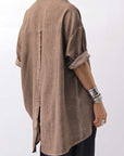 【studio b3】 OVERSIZED BACK BUTTON SHIRT TOP NB2070_COPPER OLD DYE