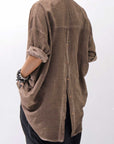 【studio b3】 OVERSIZED BACK BUTTON SHIRT TOP NB2070_COPPER OLD DYE
