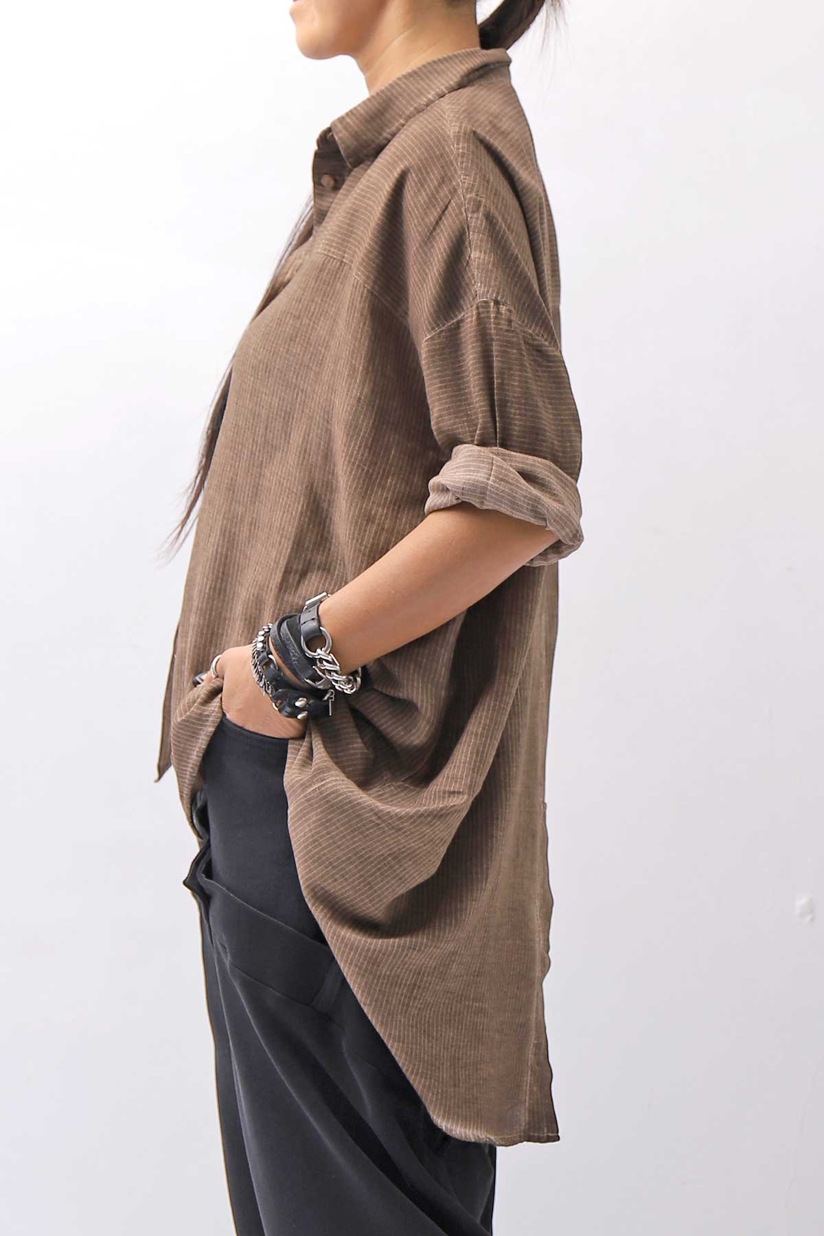 【studio b3】 OVERSIZED BACK BUTTON SHIRT TOP NB2070_COPPER OLD DYE