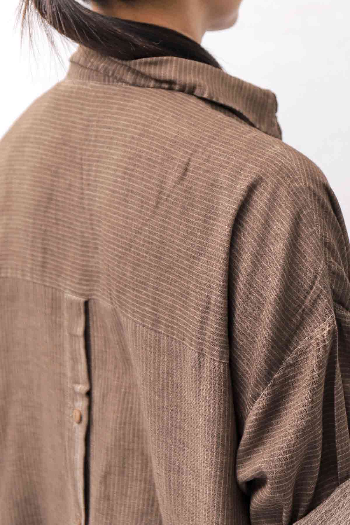 【studio b3】 OVERSIZED BACK BUTTON SHIRT TOP NB2070_COPPER OLD DYE