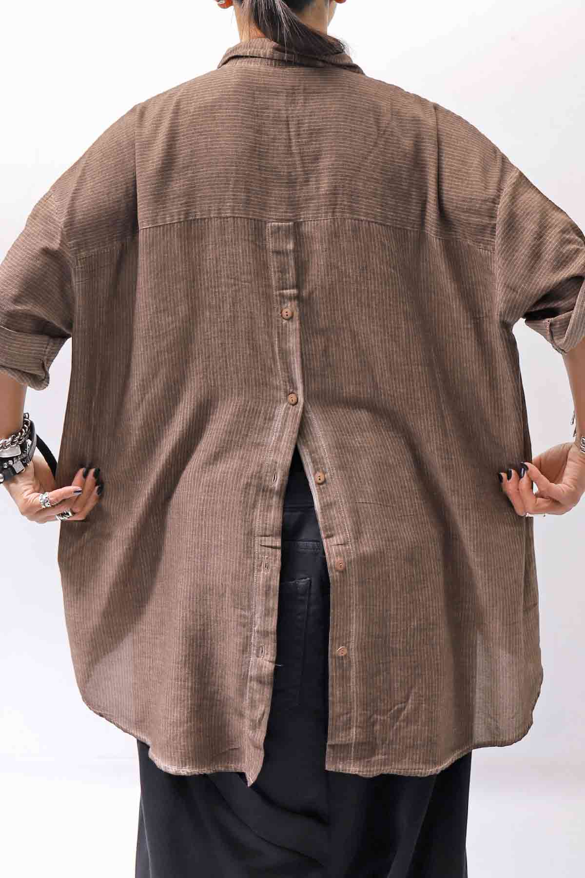 【studio b3】 OVERSIZED BACK BUTTON SHIRT TOP NB2070_COPPER OLD DYE