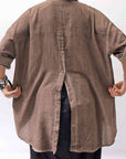 【studio b3】 OVERSIZED BACK BUTTON SHIRT TOP NB2070_COPPER OLD DYE