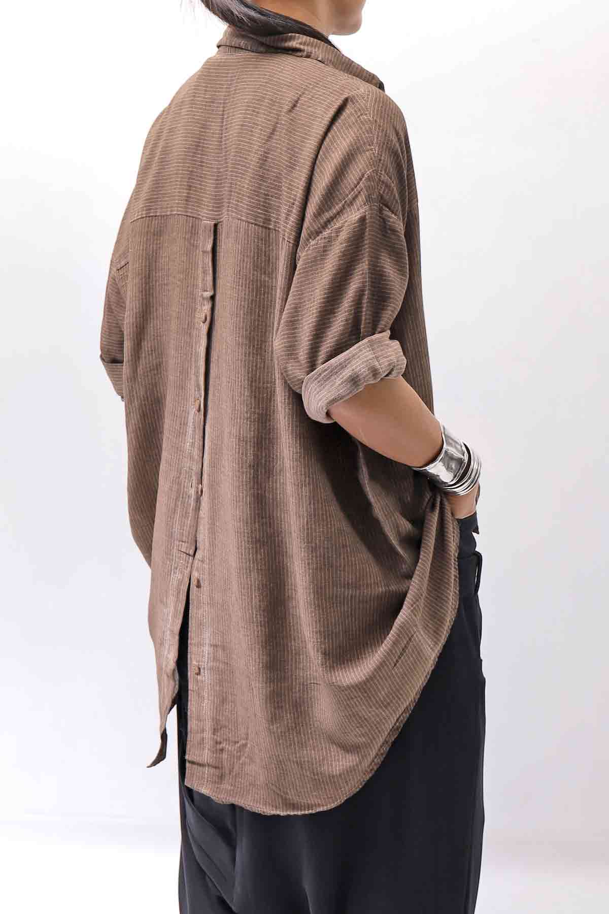 【studio b3】 OVERSIZED BACK BUTTON SHIRT TOP NB2070_COPPER OLD DYE