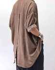 【studio b3】 OVERSIZED BACK BUTTON SHIRT TOP NB2070_COPPER OLD DYE