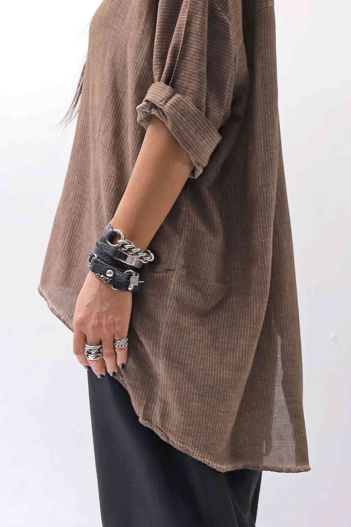 【studio b3】 OVERSIZED BACK BUTTON SHIRT TOP NB2070_COPPER OLD DYE