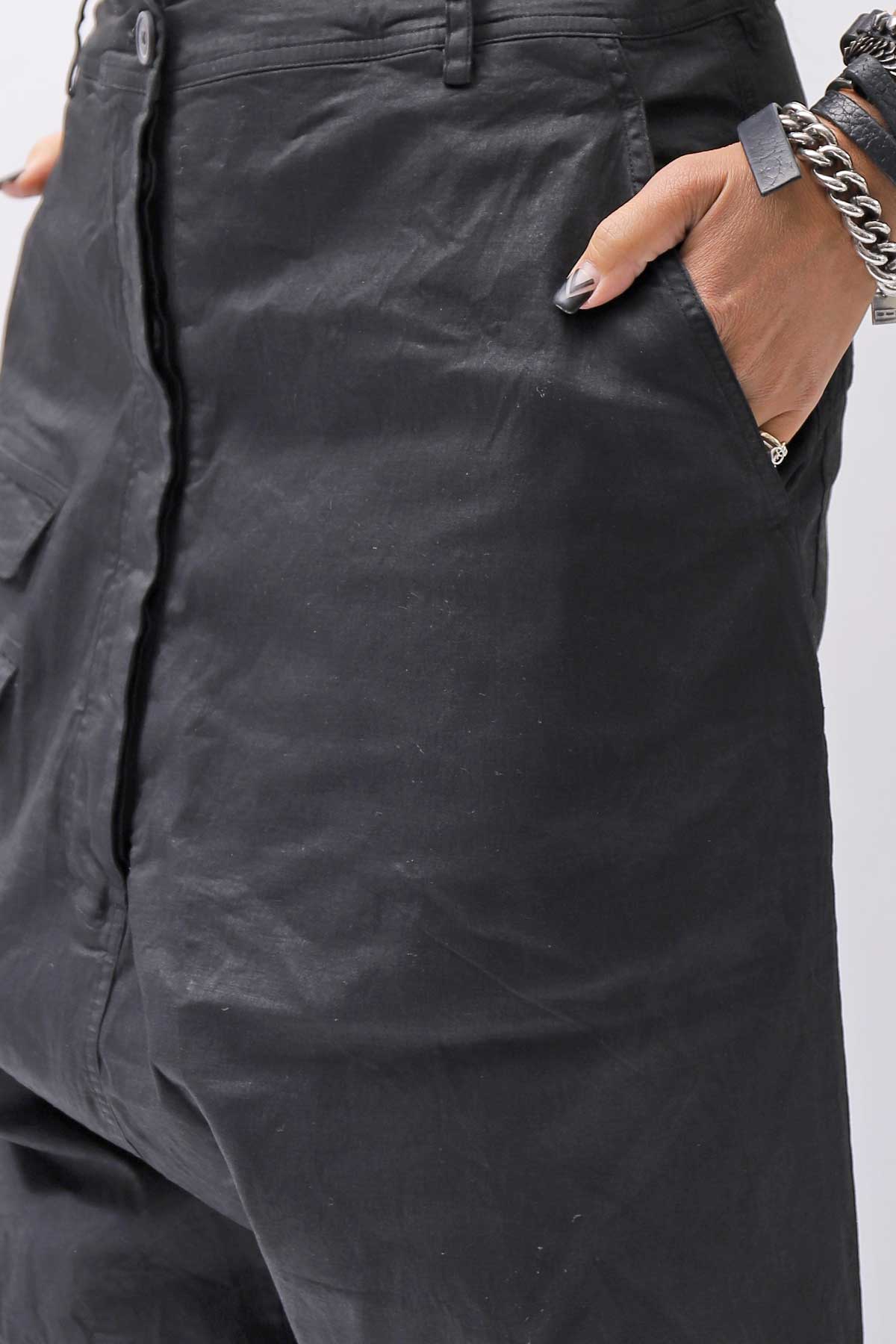 【RUNDHOLZ】 UNISEX STRETCH COTTON GLOSS SARRUEL PANTS _BLACK GLOSS
