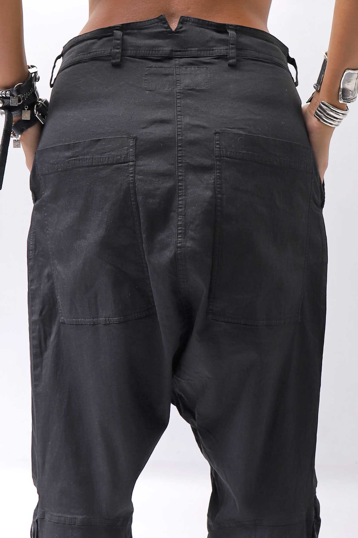 【RUNDHOLZ】 UNISEX STRETCH COTTON GLOSS SARRUEL PANTS _BLACK GLOSS